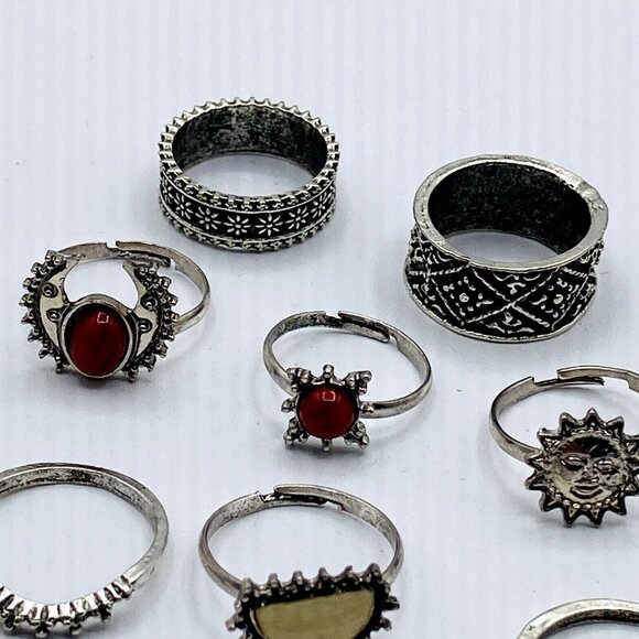 Set of 14 Silver Tone Fashion Rings 7 7.5 8 New - Picture 3 of 5